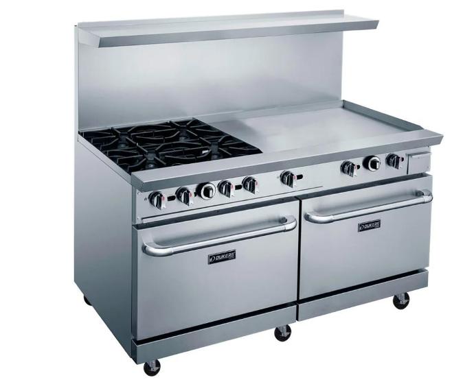 DCR60-4B36GM Commercial  60' oven range four open burner with 36'' griddle natural gas Dukers