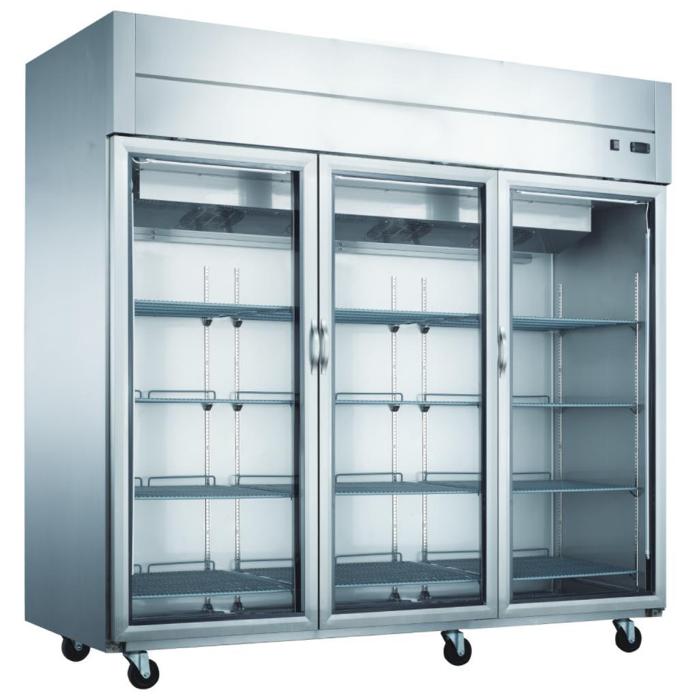 D83AR-GS3 Top Mount three glass door refrigerator dukers